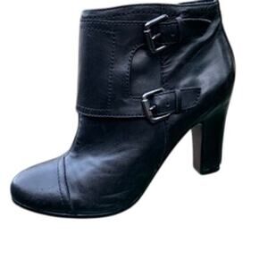 Sam Edelman High Heeled Buckled Black Leather Boots Size 8.5